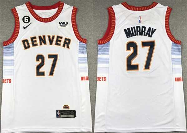 Men's Denver Nuggets #27 Jamal Murray Silver 2022-23 City Edition With NO.6 Patch Stitched Jersey